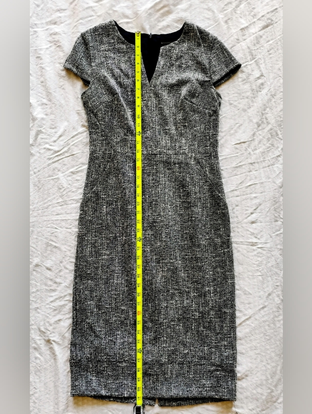 Banana Republic Black and White Tweed Midi Sheath Dress